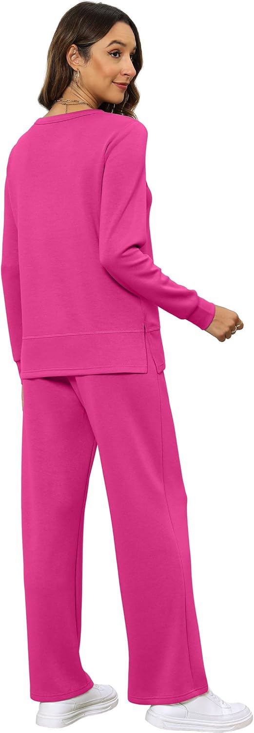 XIEERDUO Women's 2 Piece Lounge Sets Side Slit Outfits Wide Leg Tracksuit Comfy Loungewear Fashion Sweatsuit S-3XL - Image 5