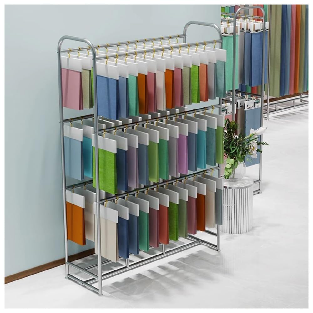 Espositore Per Rotoli Di Tessuto, Espositore A 3 Livelli In Acciaio Inox A Doppia Faccia Per Campioni Di Tessuto - Organizer Commerciale Regolabile Da Pavimento Per Tende, Trapunte, Sciarpe, Ecc., Ar