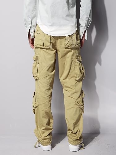 Miniatura 7 de OCHENTA - Pantalón cargo para hombre, estilo militar de combate pantalón casual para el trabajo con 8 bolsillos.