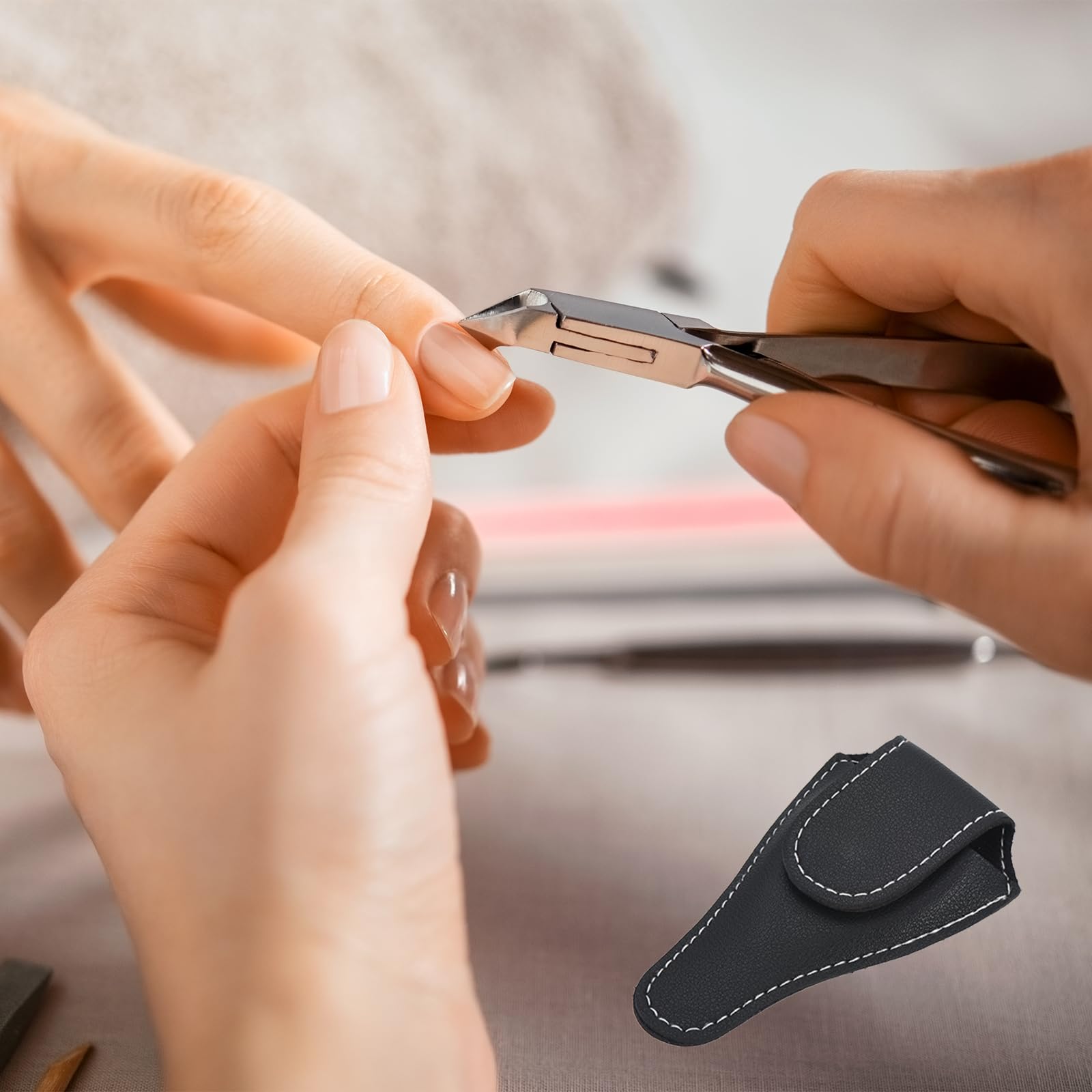 M METERXITY 2 Pack PU Scissors Cover - Embroidery Sewing Craft Leather Scissors Protective Case, Apply to Storing Nipper Shears (4.5 x 2.6 Inches, Black) - Image 2