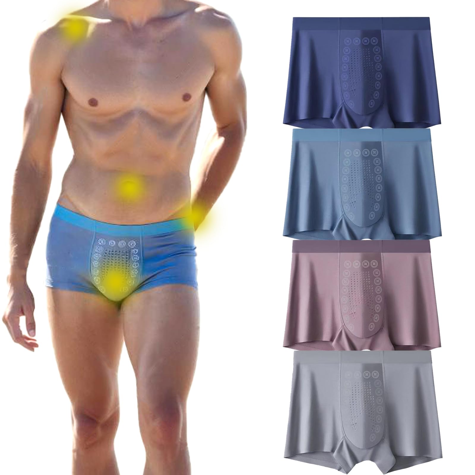 WRYHAUL Men's Underwear Boxer Briefs,4 Pack Magnetic Underwear Men for All-Day Comfort (4Pack-A,L)