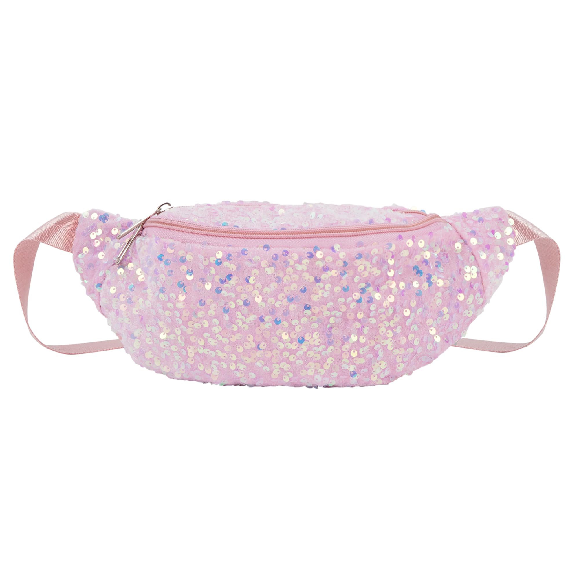 ZLM BAG US Dazzling Sequins Fanny Pack Zip Waist Pack Chest Bag Phone Purse Wide Straps Crossbody Shoulder Bag