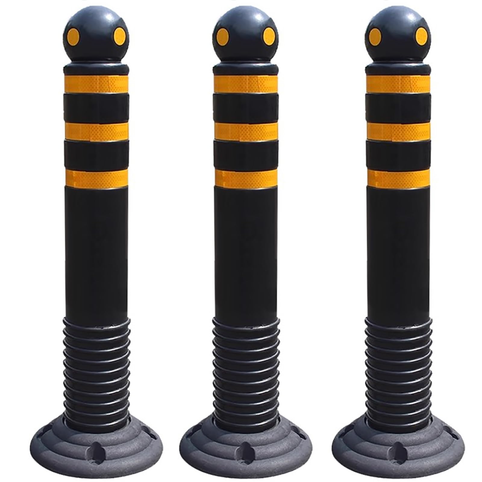 GHKryD safety bollard post, Safety Barrier Bollard for Driveways, Rubber Parking Bollards for Driveway(Yellow,3pcs)