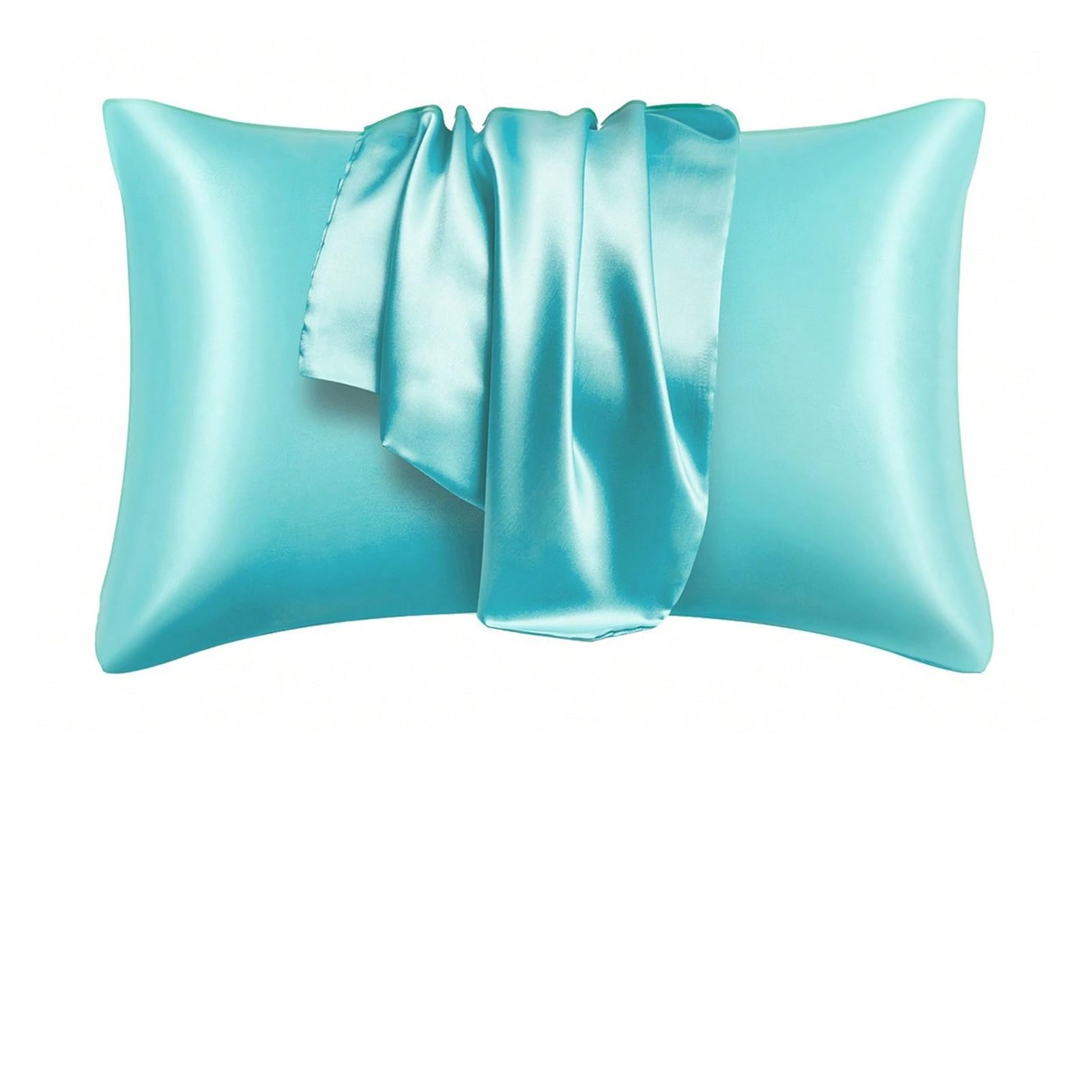 Silk Pillowcase 2 Pcs Pillowcase Silk Satin Pillowcase Pillow Cases Silky Pillow Cover Envelope Closure(Teal,20x30 inch)