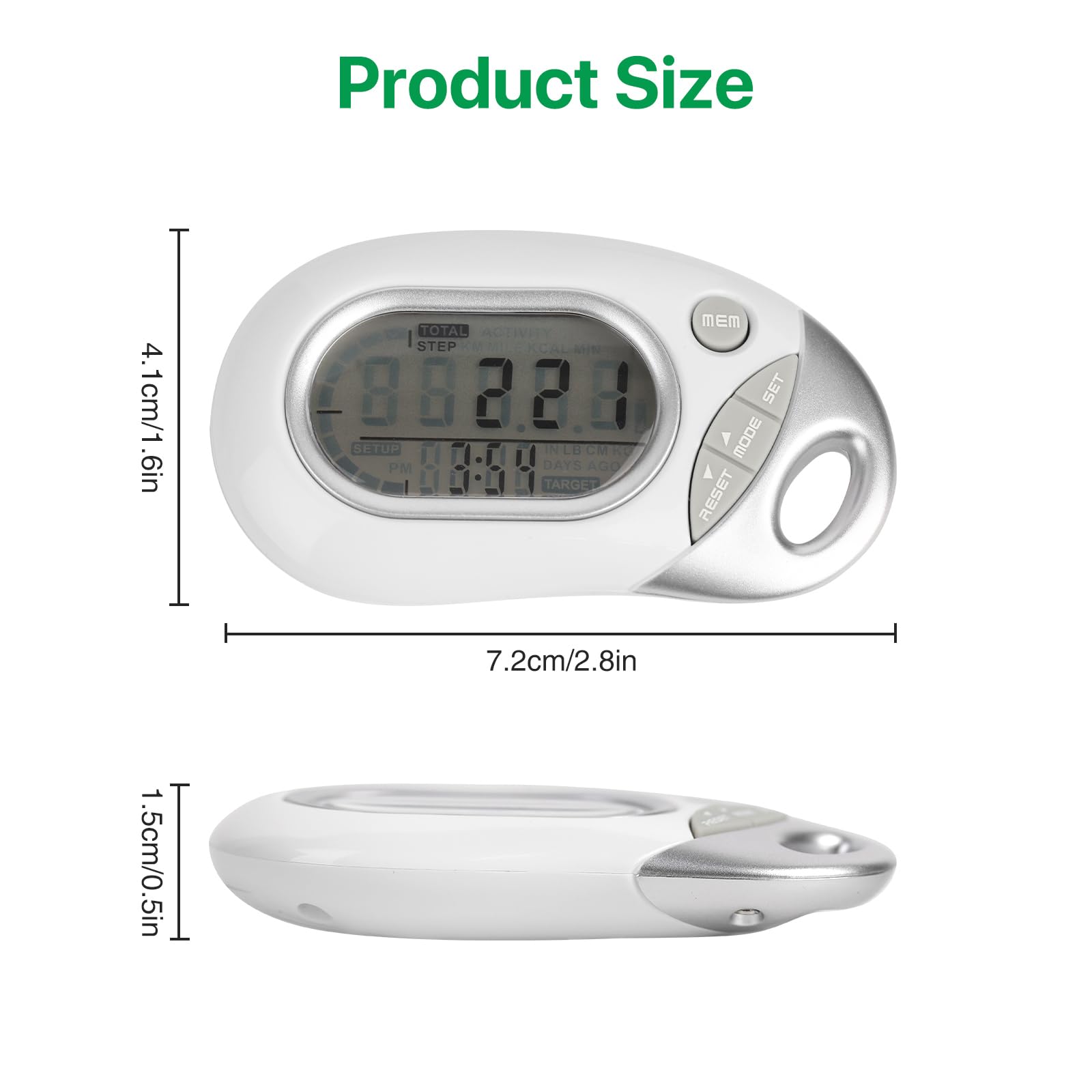 3D Pedometer With Lanyard & Large LCD – Accurate Step Tracker For Walking, Dog Walks, Fitness & Seniors-771332
