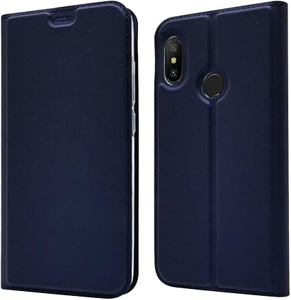 LAGUI Funda Xiaomi Mi A2 Lite, Ultrafina Carcasa Minimalista Tipo Libro con Tapa Imantada y Ranura para Tarjeta y Soporte Horizontal, Azul