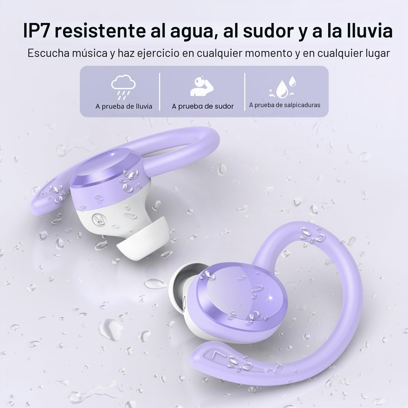 Auriculare Inalámbricos Deportivos, 2025 Nueva Auriculares Bluetooth 5.4 con HD Mic, 54H Cascos Inalambricos Bluetooth con Pantalla LED, IP7 Impermeable, Cancelacion Ruido ENC Auriculares Running