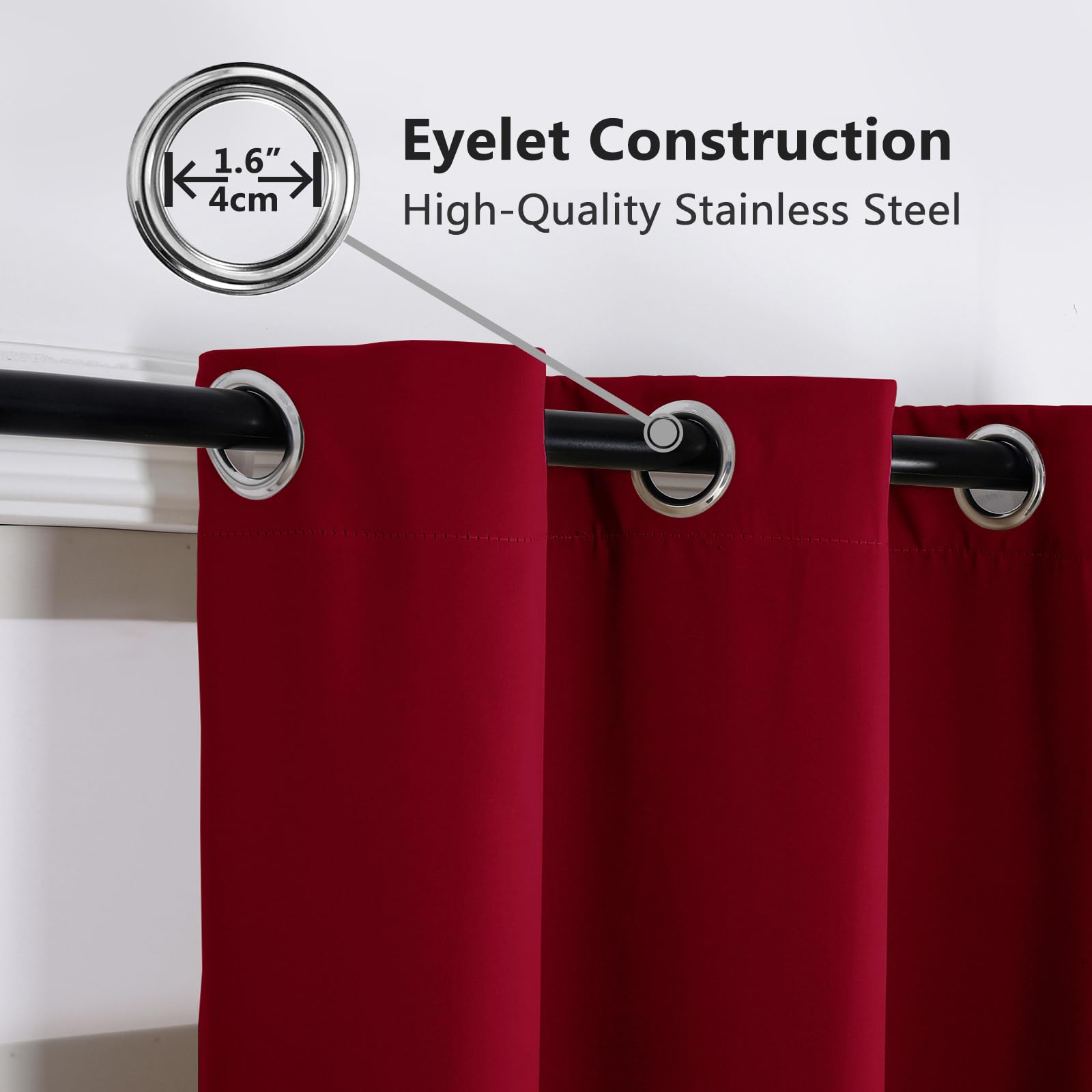 Cortinas opacas rojas de 200 x 180 cm, separador de habitación con ojales, cortinas de privacidad insonorizadas, 1 panel, tela pesada, ideal para dormitorio, sala de estar, cine en casa
