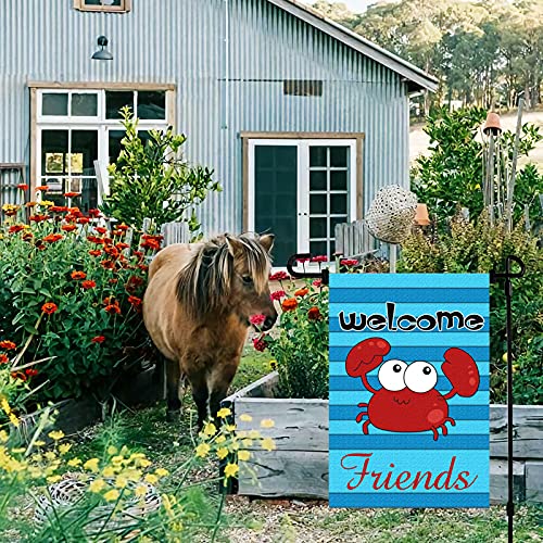 Meltelot Summer Garden Flag Double-Sided, Marine Series Crab Cute Cartoon, Children's Parties Sign Gardens Lawn Decors (12"X 18") #TOP3