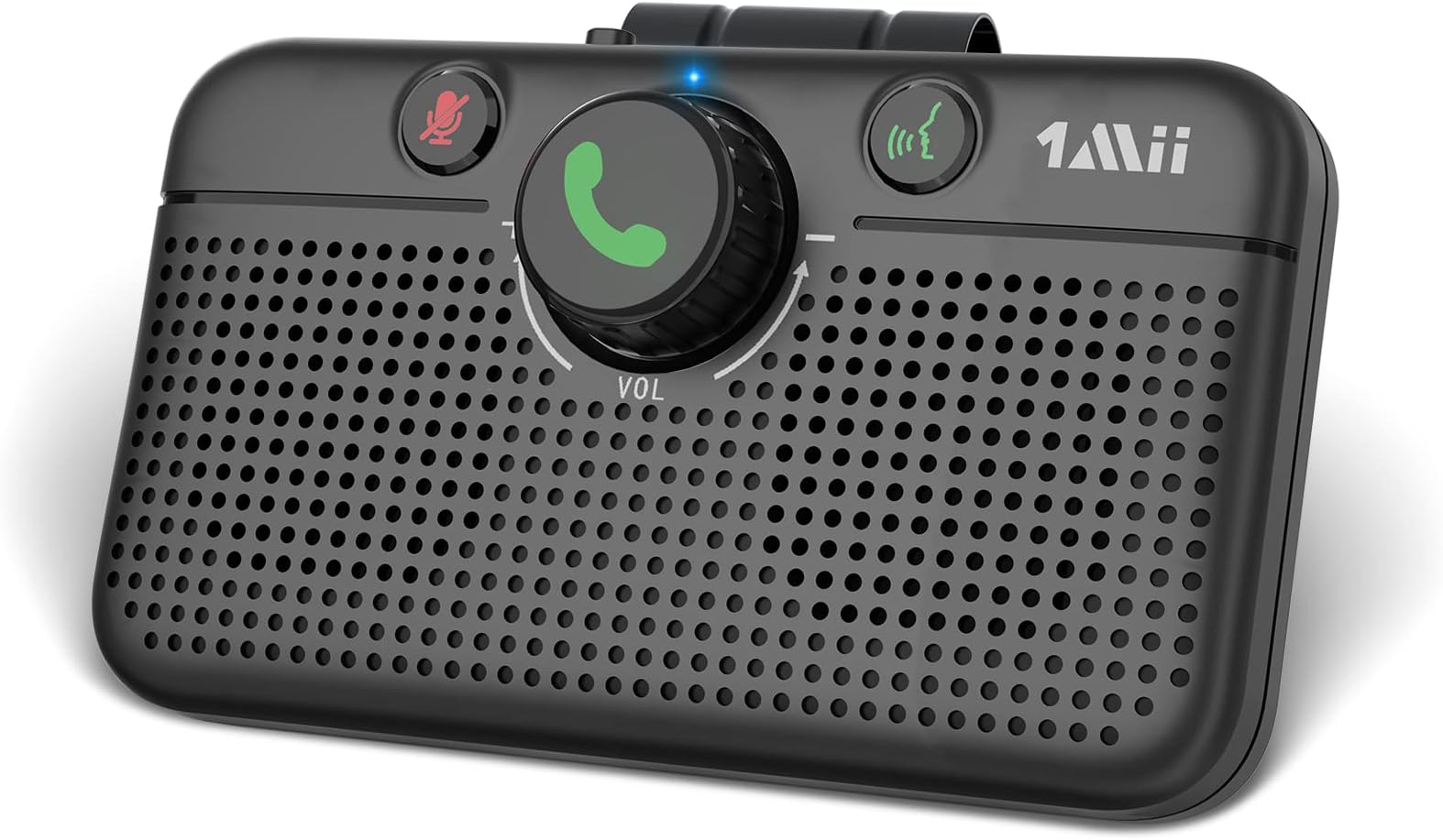 1Mii Bluetooth 5.3 Car Speaker, Handsfree Bluetooth Speakerphone for Cell Phone, Motion Auto On, Support Voice Assistant for Android and iOS, Wireless Audio Car Kit with Visor Clip