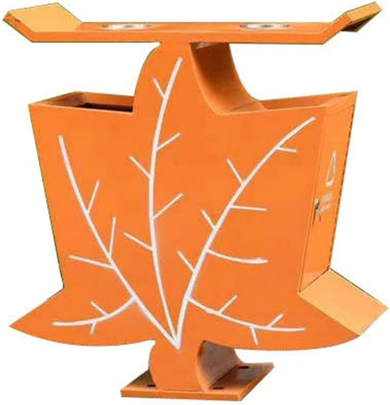 Outdoor Trash Can Outdoor Trash Cans, Maple Leaf Shape Trash Cans with 2 Top Ashtrays, Durable Galvanized Trash Cans for Streets, Parks, Tourist Attractions, etc Outdoor Garbage Can