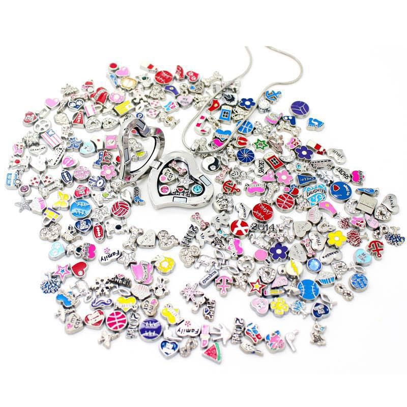 100 Pcs Floating Charms Assorted Mix DIY for Floating Lockets Glass Living Memory Lockets,Random Style