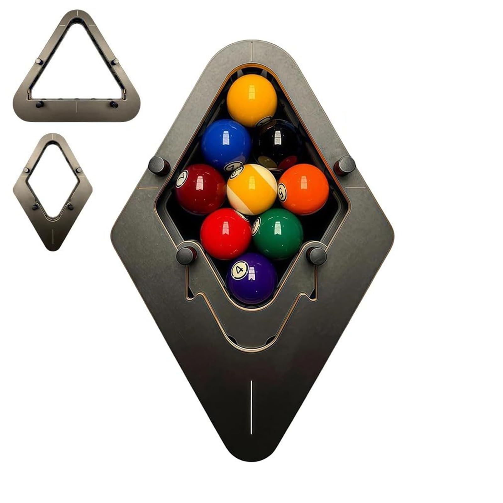 Präzisionsgefertigtes professionelles Billard-Rack-System, das Lücken beseitigt, Billard 8-Ball/9-Ball Pro Triangle/Diamond Pool Ball Racks, beseitigt Lücken und liefert perfekte Racks