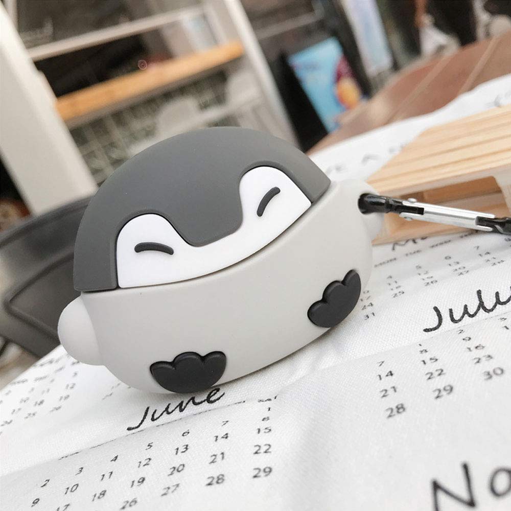 UR Sunshine AirPods Pro Case, Super Cute Creative Lovely Sitting Happy  Stretching Grey Baby Penguin AirPods Case, Soft Silicone Cover Earphone  Protection Skin for AirPods Pro +Hook : Electronics