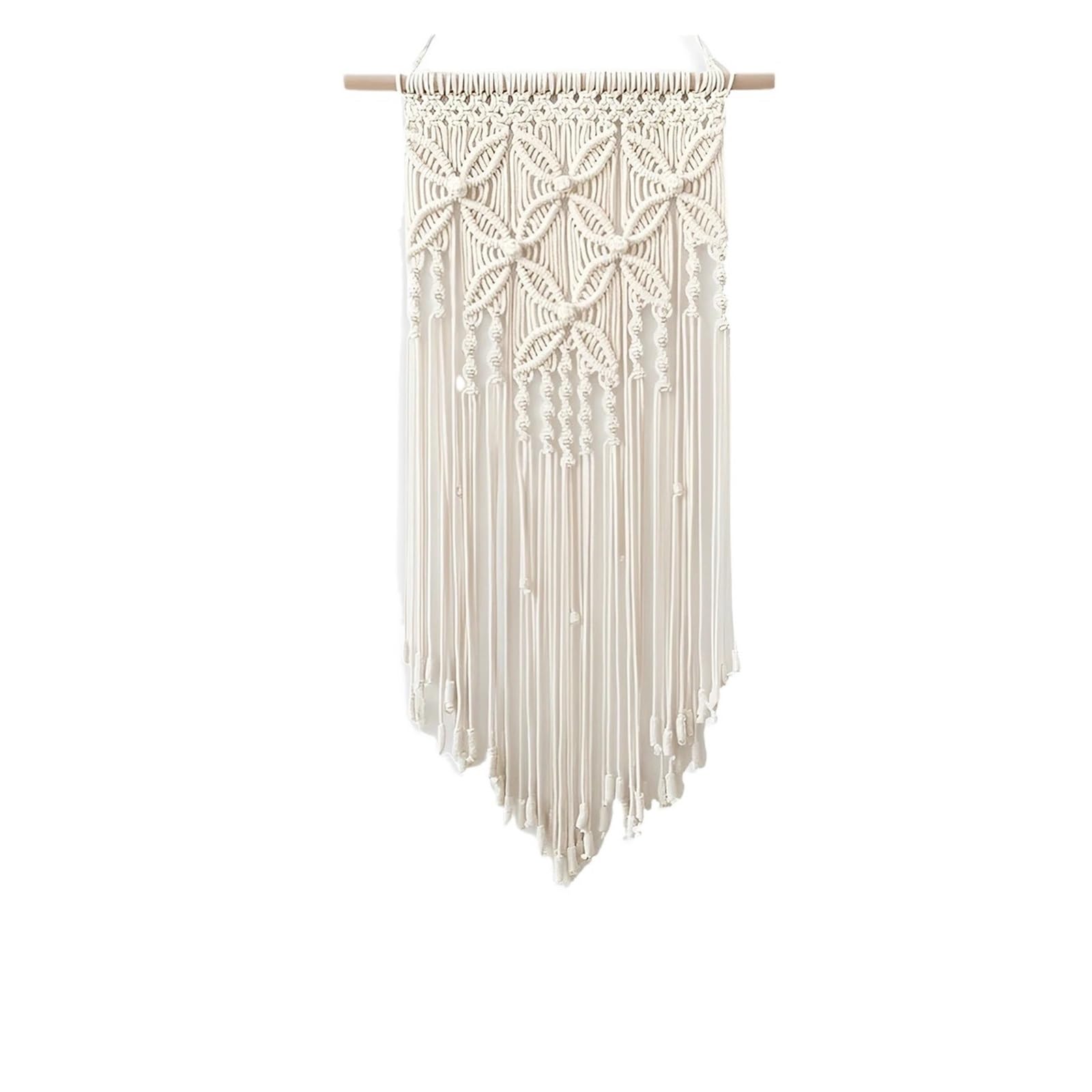 FGUJSUR Tapestry Wall Hanging Macrame Wall Hanging Tapestry Handmade Boho Chic Woven Art Décor Beige Tassel Cotton Crochet