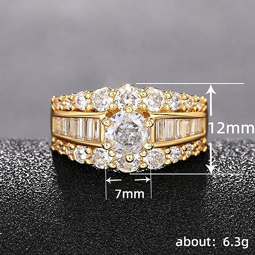 Women's Yellow Gold Plated Cubic Zirconia CZ Ring for Wedding Engagement Promise3