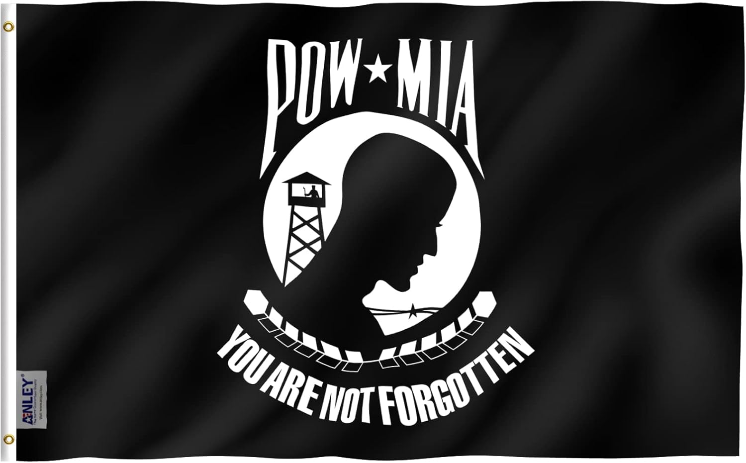 Anley Fly Breeze 3x5ft POW MIA Flag - Fade-Proof Vivid Colors, Double Stitched Durable Polyester, Brass Grommets