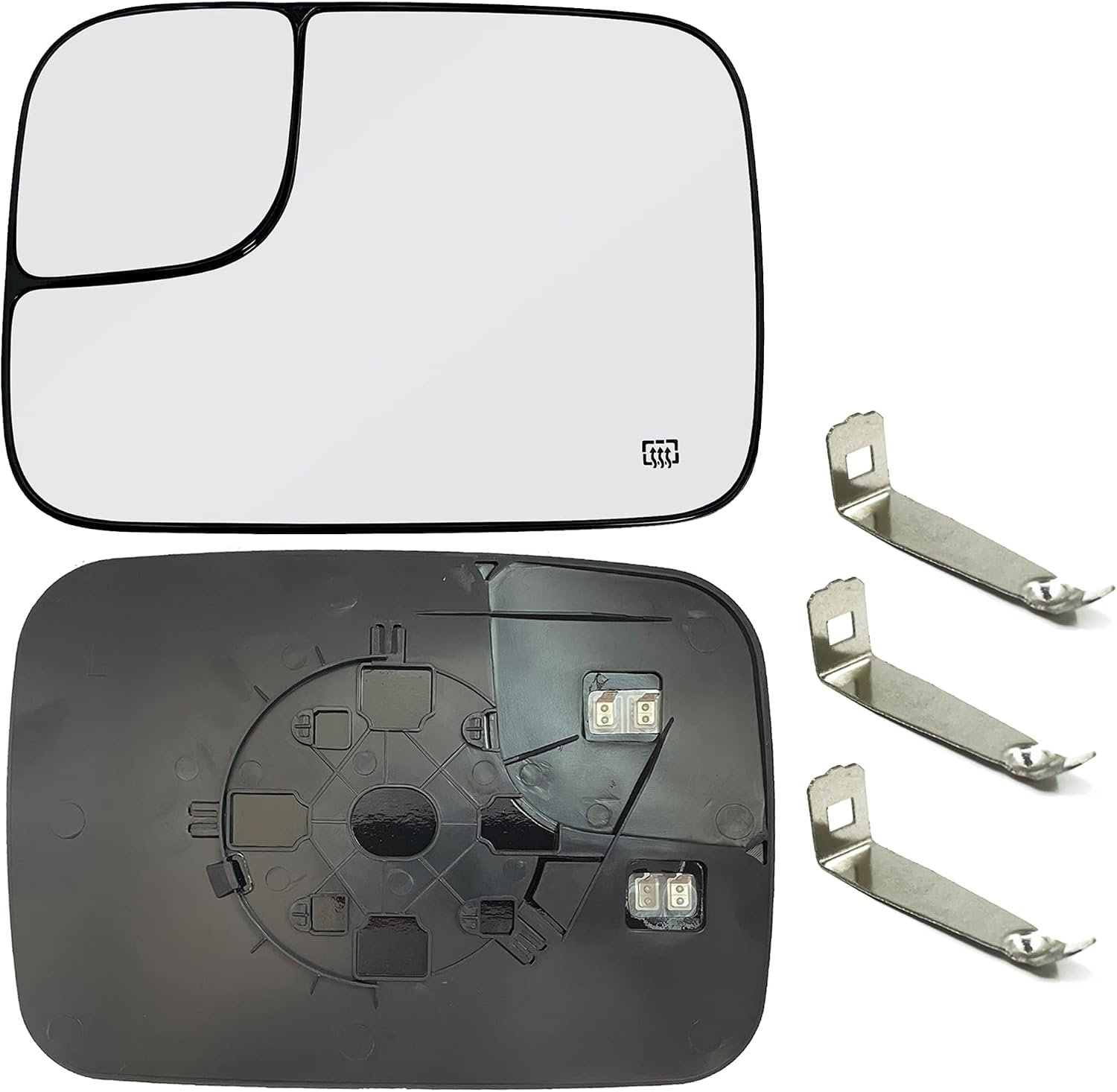 Left Side Heated Mirror Glass Compatible with 2005-2008 Dodge Ram 1500 2500 3500 Driver Power Heated Convex Mirror Glass with Blind Spot Mirror and Rear Holder