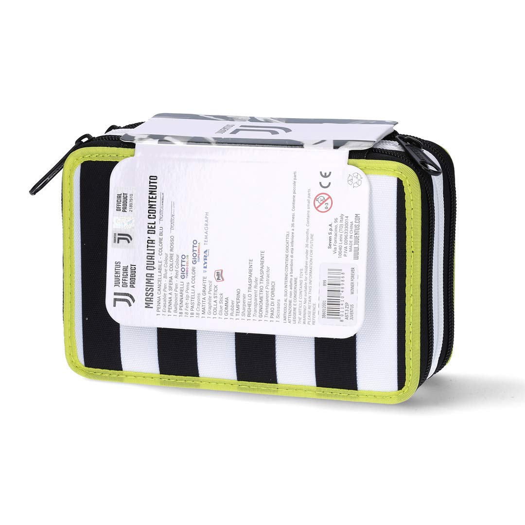 Juventus Astuccio Scuola 3 Zip SEVEN - - WINNER FOREVER - Prodotto Ufficiale - Attrezzato