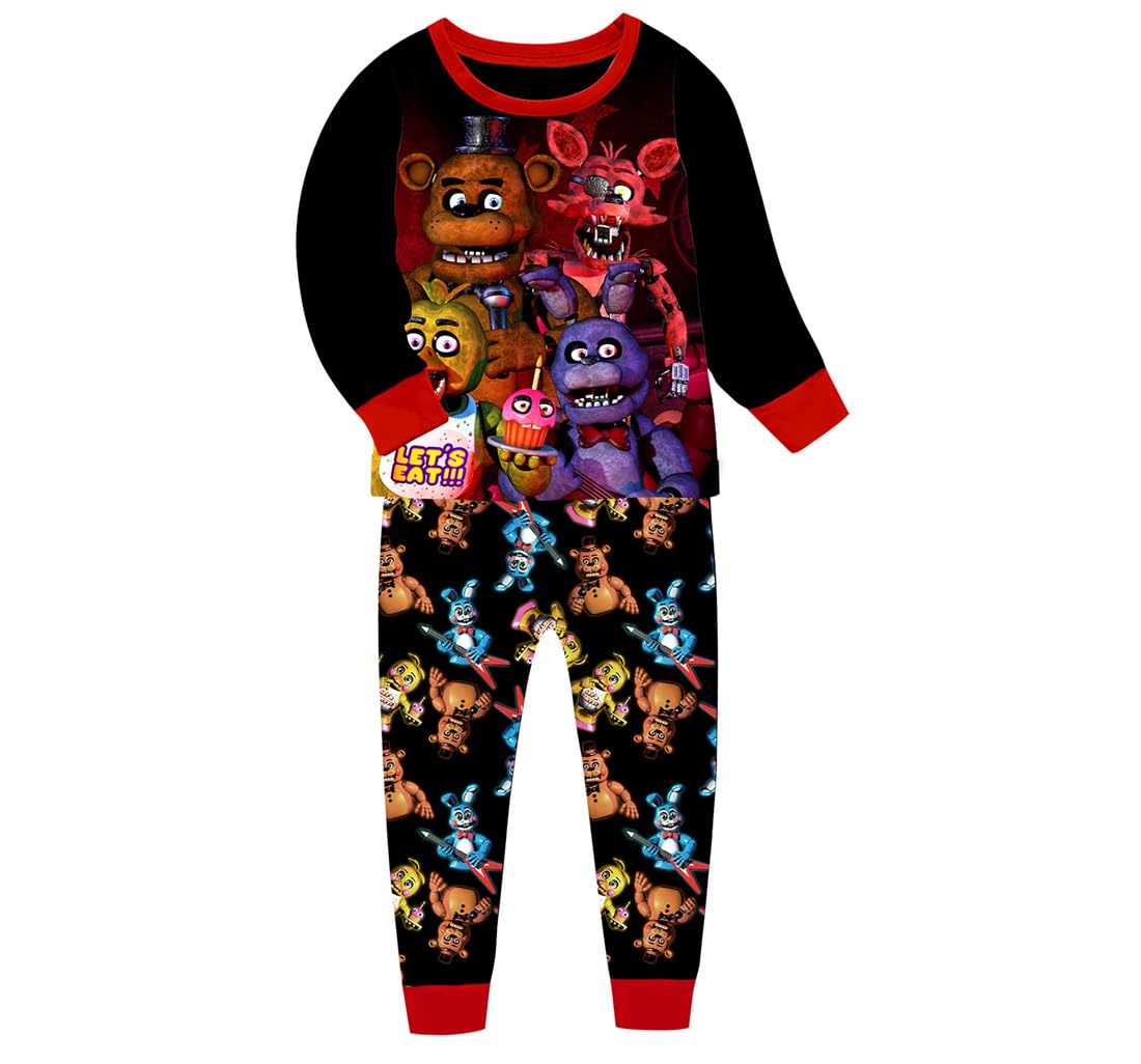 TemolieFive Nights Game Boys Pyjamas Set Girls Summer Fancy T-shirt&Shorts Pajamas Cartoon Kids Pjs 2PCS Suit Sleepwear