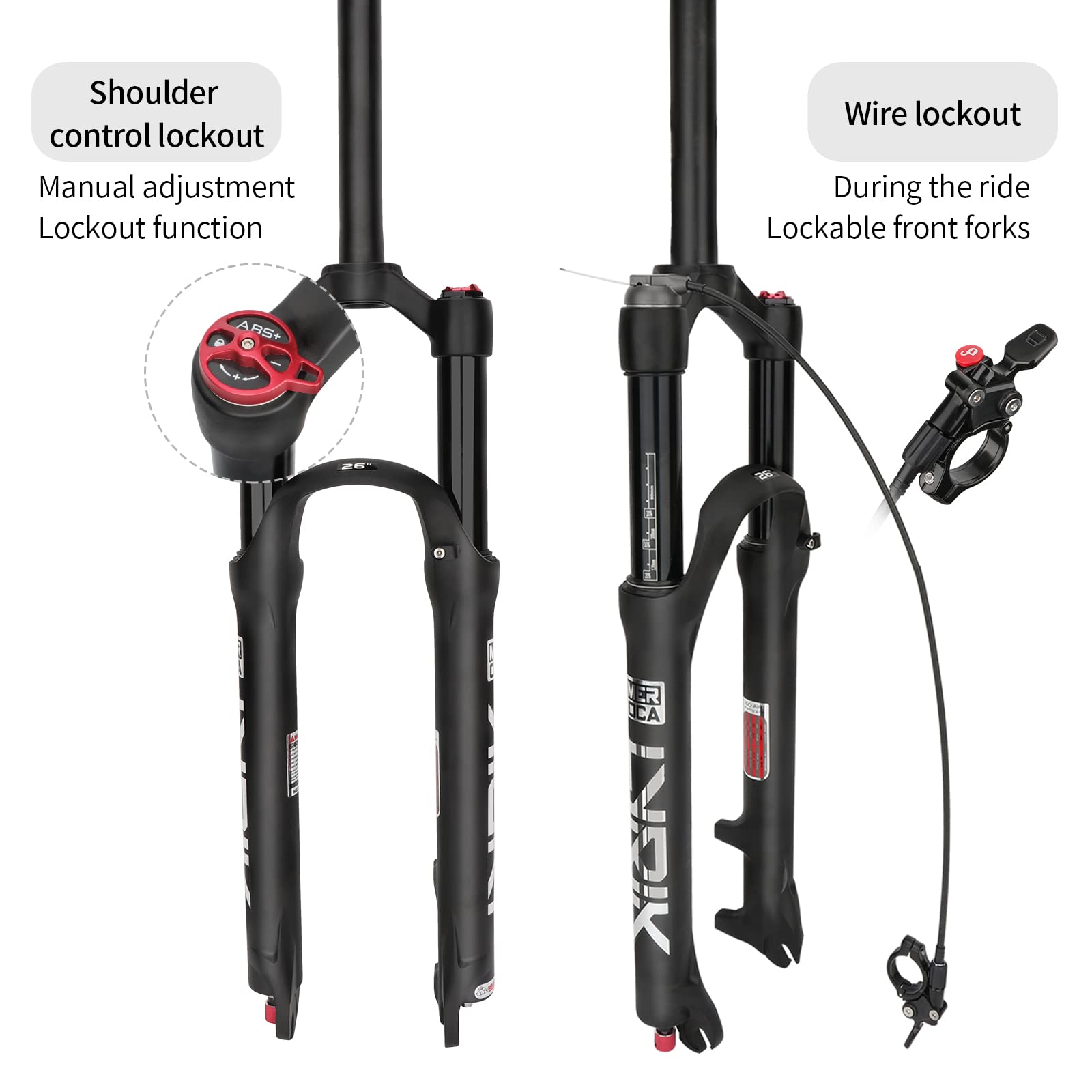 MEROCA Mountainbike Vorderradgabel 26 Zoll 27,5 Zoll 29 Zoll Luftdruck Stoßdämpfer Vorderradgabel Scheibenbremse Schnellspanner Version Luftgabel