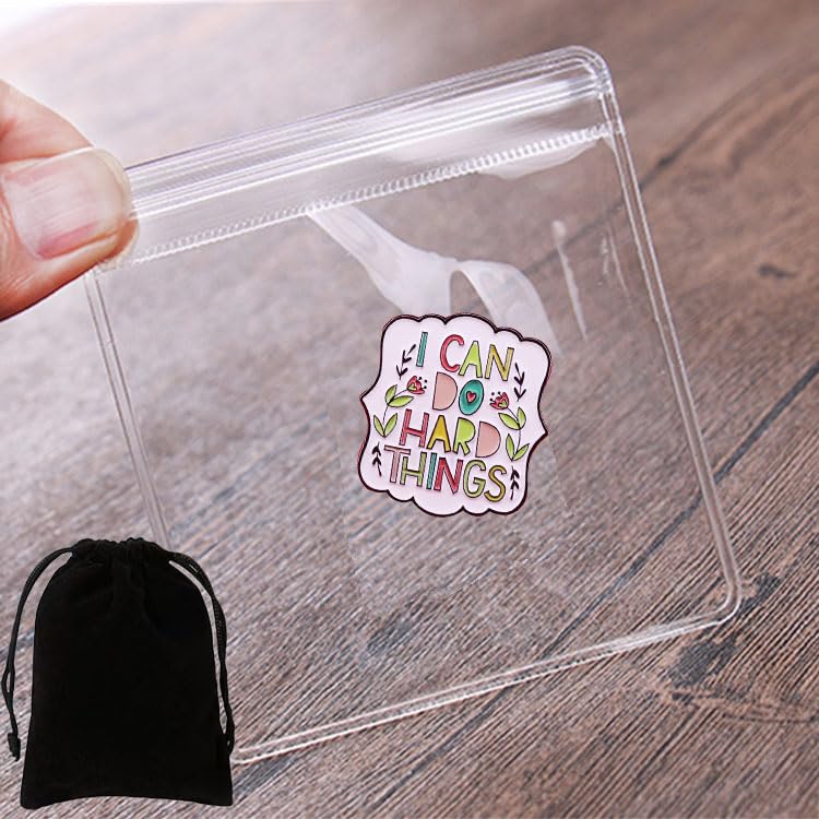 Image of I Can Do Hard Things Enamel Lapel Pins Inspiring Badge Letter Inspirational Quote Pin Brooch Backpack Gifts for Friends