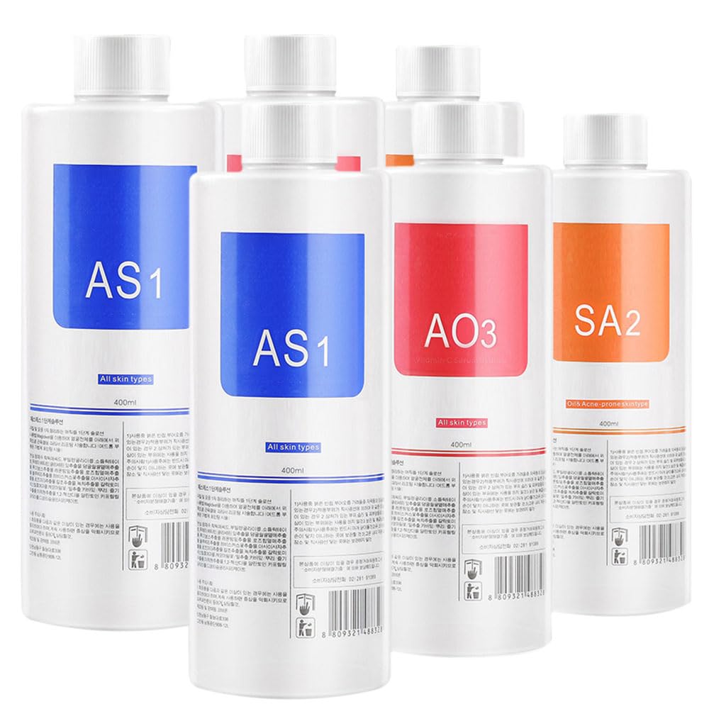 Aquafacial Lösungen für Professionelle Aqua Facial Geräte, AS1 SA2 AO3 Aqua Peeling Lösung, Aqua Peeling Serum Gesichtsbehandlung, Reinigend & Peeling – 400 ml (3 Flaschen)
