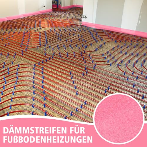 Scettar Randdämmstreifen für Ausgleichsmasse,Selbstklebend Randdämmung Behnfugenband für Fußbodenheizung Estrich Abdichtung (50mm x 5mm x 20m)
