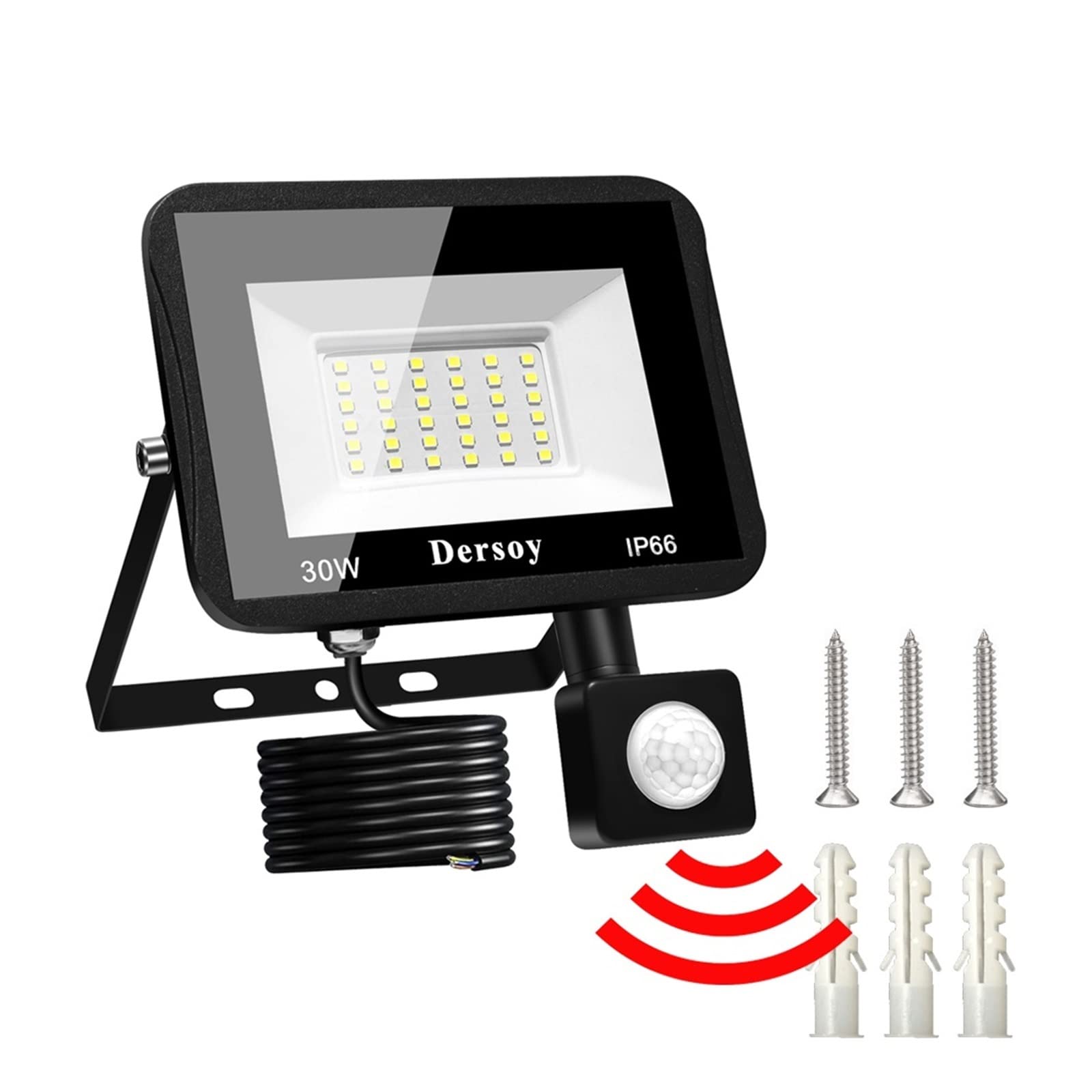 Naświetlacz LED, 3 0W LED Iluminacja IP66 Wodoodporne światło powodziowe oświetlenie na zewnątrz z Pir Czujnik ruchu ogrodowe ulicy Garden