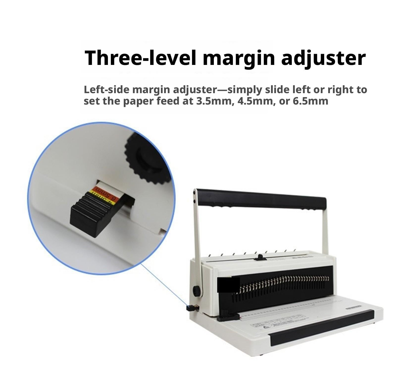 Rund-/Quadratlocher mit vollständiger Entriegelung, 34-Loch-Drahtbindemaschine mit zwei Schlaufen for Büro/Schule/Zuhause Heimschulprojekte(Square hole)