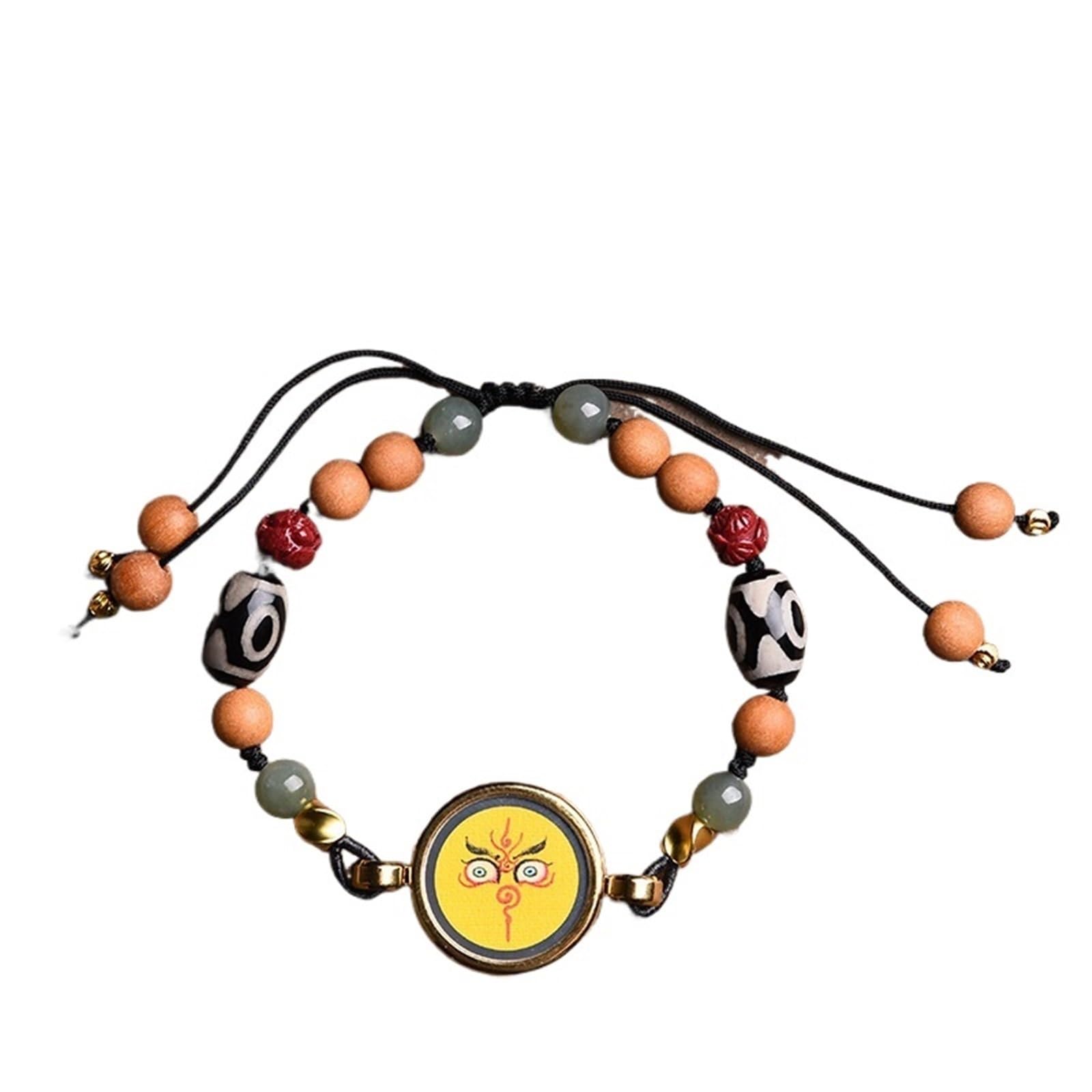 YNIYUJKL Bracelets,Lucky Charm, Braided Bracelets, Tibetan Zakiram Thangka Pendant Hand-Painted Thangka Ethnic Characteristics Wind Duo Bao Strings For Men And Women Strings Hand,Yellow