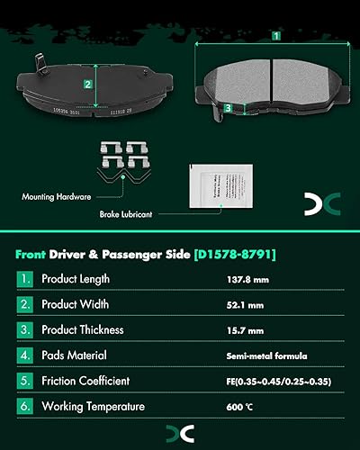 Miniatura 307 de Kits de frenos y rotores, rotores de freno SCITOO y 8 pastillas de cerámica para 08-12 para Chrysler Town & Country, 08-12 para Dodge Grand Caravan