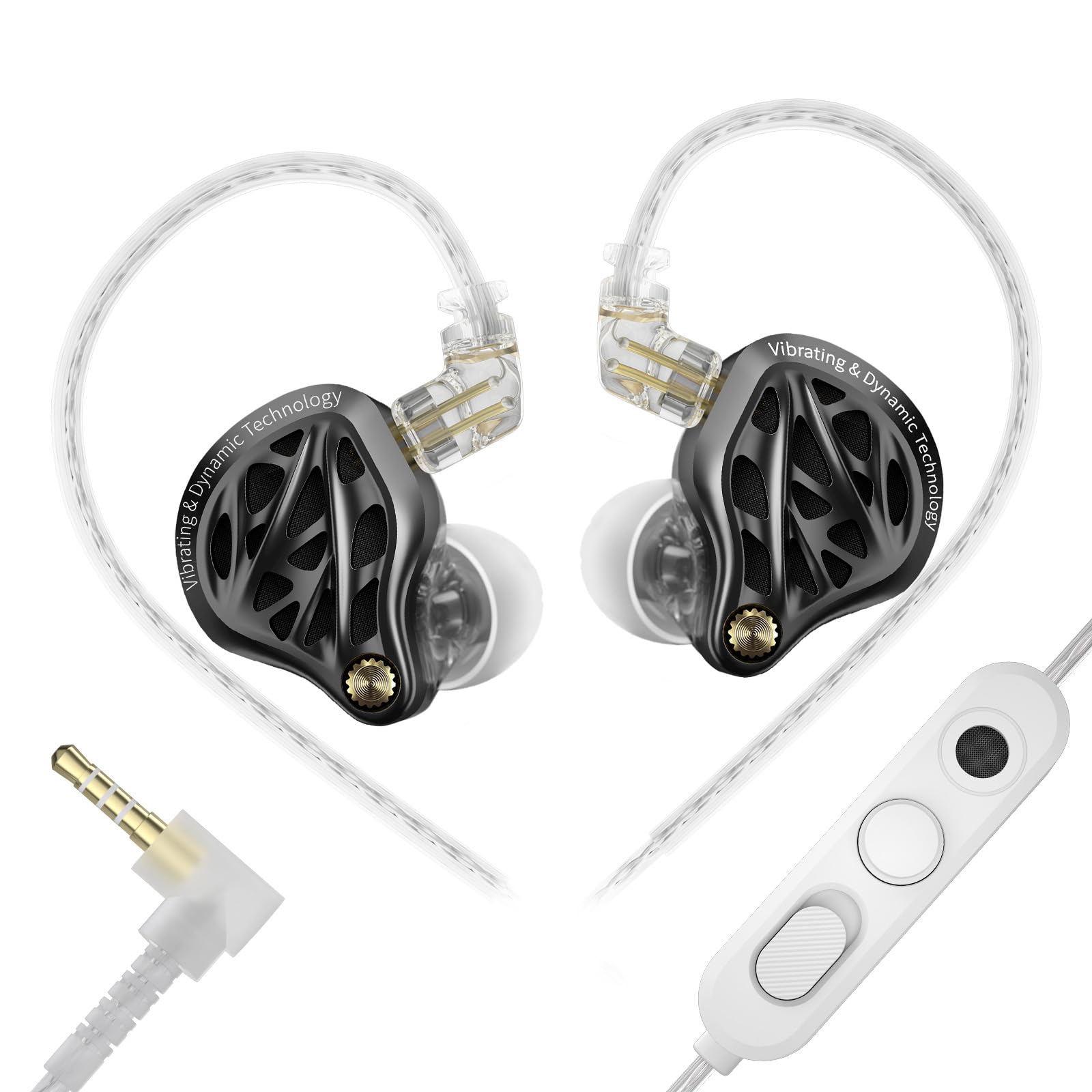 KZ Vibe X - Auriculares intraurales con monitor de oído, 2DD IEM Vibrations Sync con audio de graves profundos para audiófilos, músicos, aislamiento de ruido, auriculares con cable de ajuste cómodo