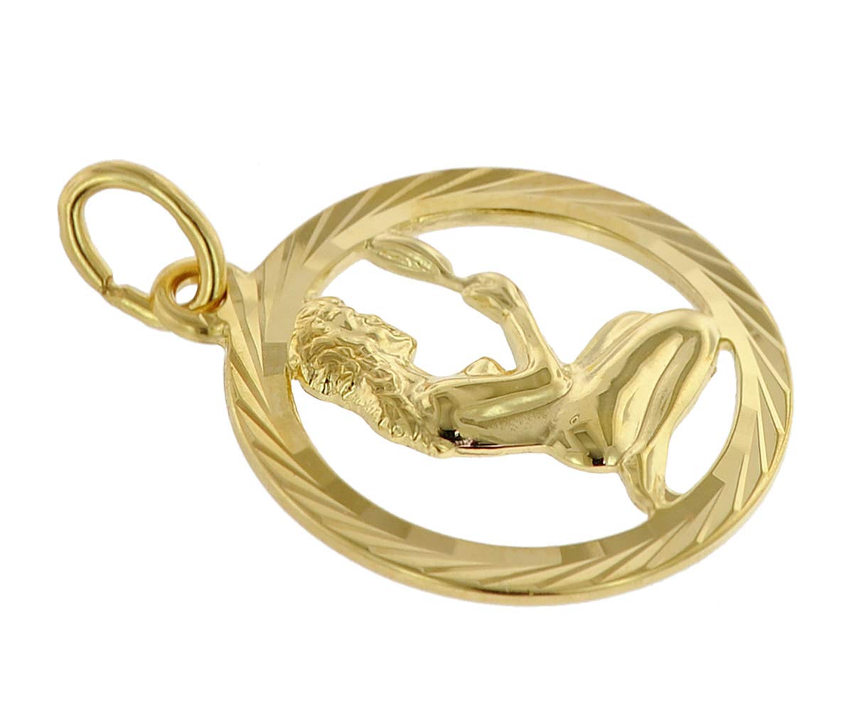 trendor Sternzeichen Jungfrau 333 Gold Anhänger Ø 16 mm 39000-09 | modischer Tierkreiszeichen Anhänger aus Echtgold für Damen und Herren, elegante Geschenkidee,