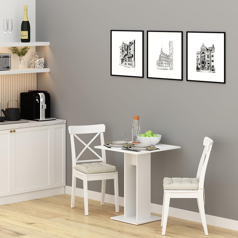 Vicco Tavolo da pranzo Repose, Bianco, 65 x 65 cm, adatto come tavolo singolo salvaspazio per ambienti di piccole dimensioni