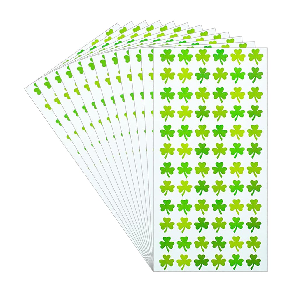 HugeDE 2880 Pcs St. Patrick's Day Stickers Green Shamrock Stickers Self Adhesive Clover Stickers Small Cute Decorative Shamrock Stickers for Party Decoration