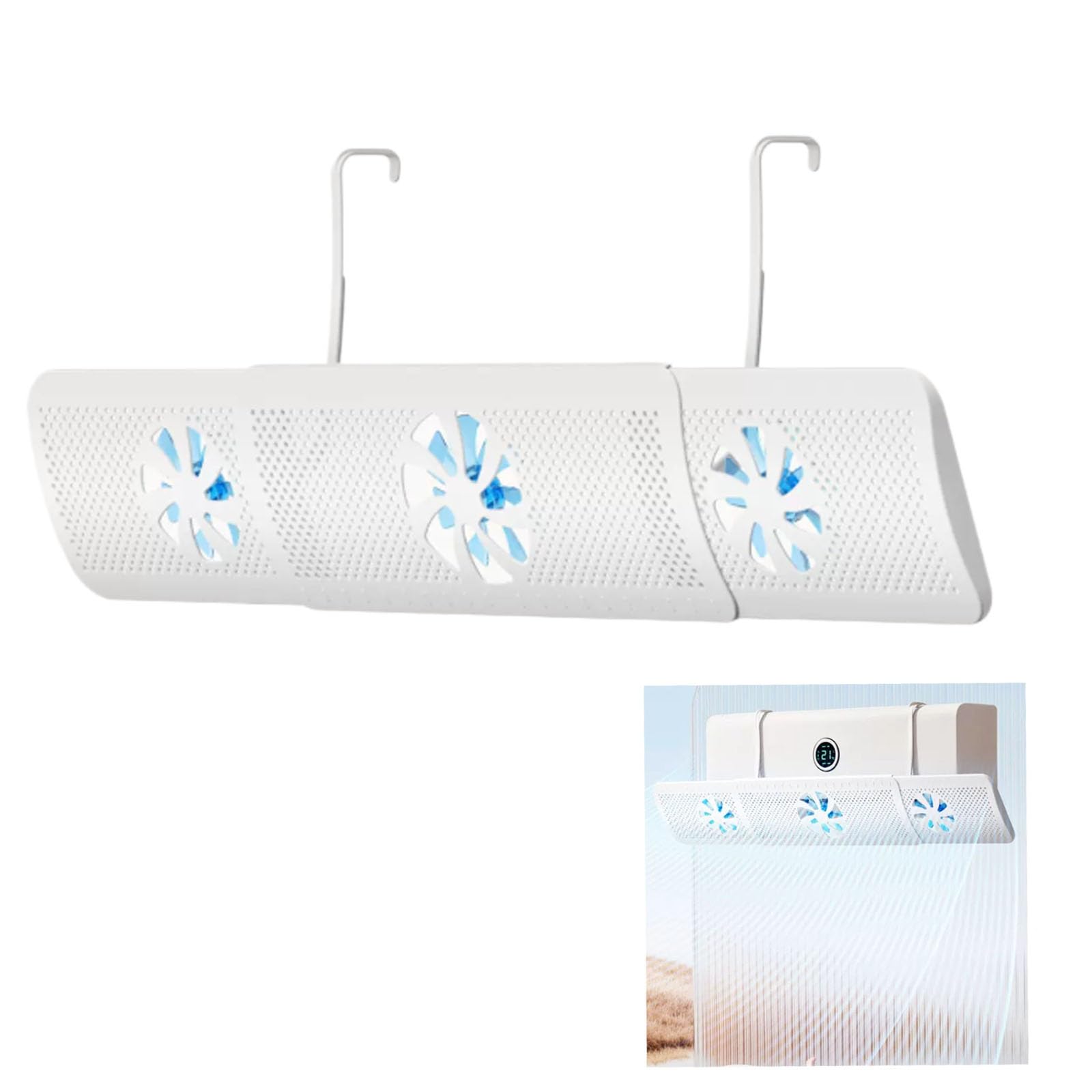 Deflettore Universale Clim,58-95cm Regolabile Montaggio Senza Fori | PP,Flusso Aria Regolabile 180°,Senza Fori,Adatto99% Split