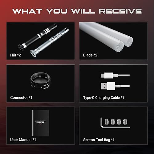 Miniatura 6 de DAMIENSABER Paquete de 2 sables de luz de 4 fuentes de sonido, sables de luz de duelo pesado RGB, 12 colores cambiantes para adultos, sable de luz