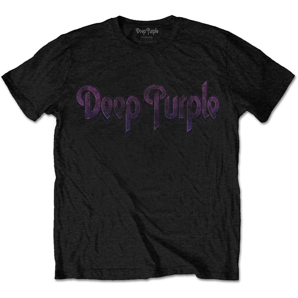 Deep Purple Men's Black 'Vintage Logo' (Black) T-Shirt (Large)