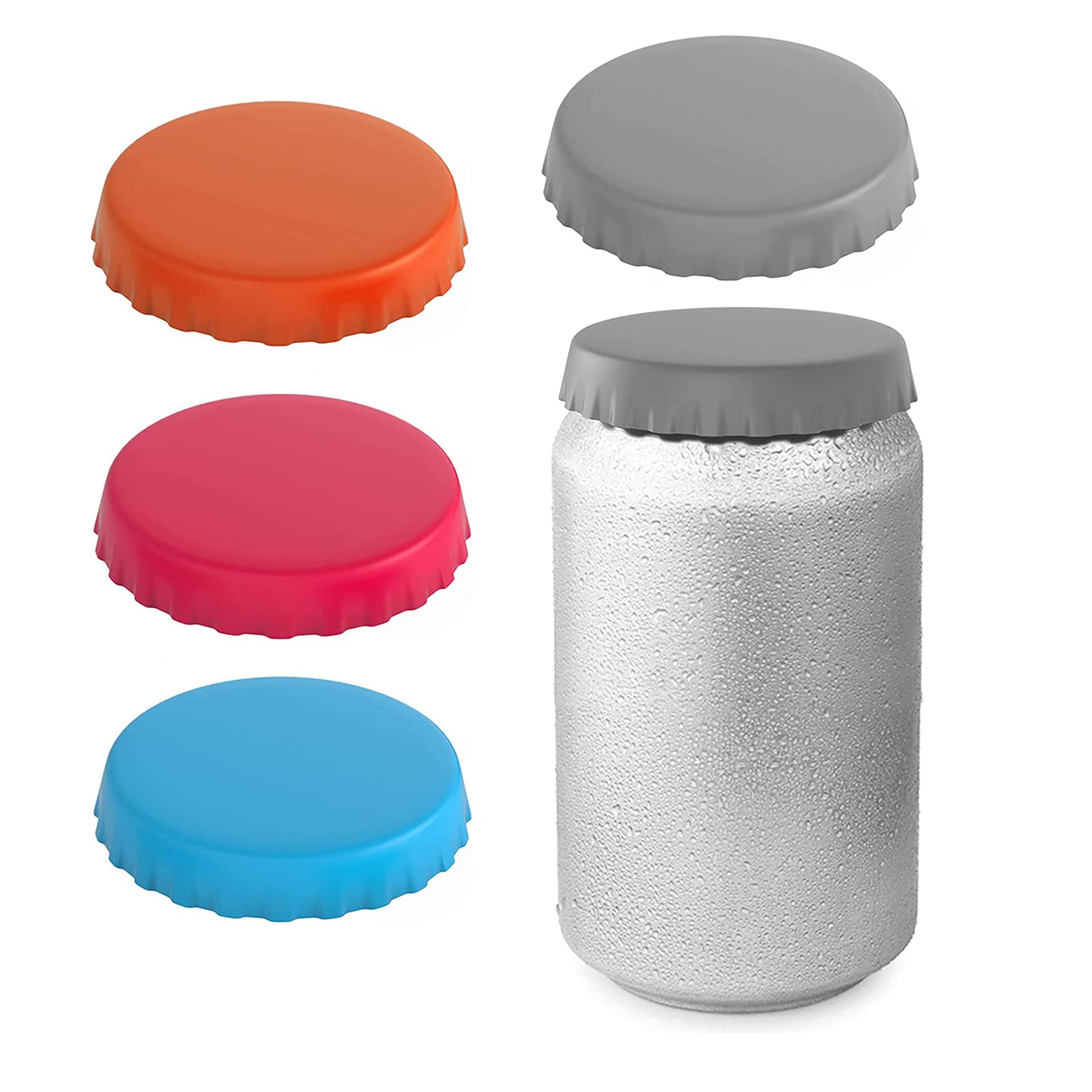 VIEVRE Pack of 4 drinks cans seal, beverage cans lid, can cap, beer cans cover, reusable drink cans closure