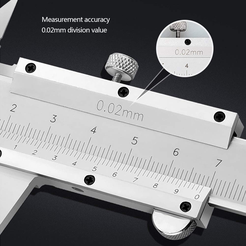 Calibrador Vernier, Altura de Profundidad del Calibrador de Herramienta de Medición Vernier, 0-150-200-300Mm, Calibrador Mecánico de Acero Inoxidable de Alta Precisión y Grado Industrial (200Mm)
