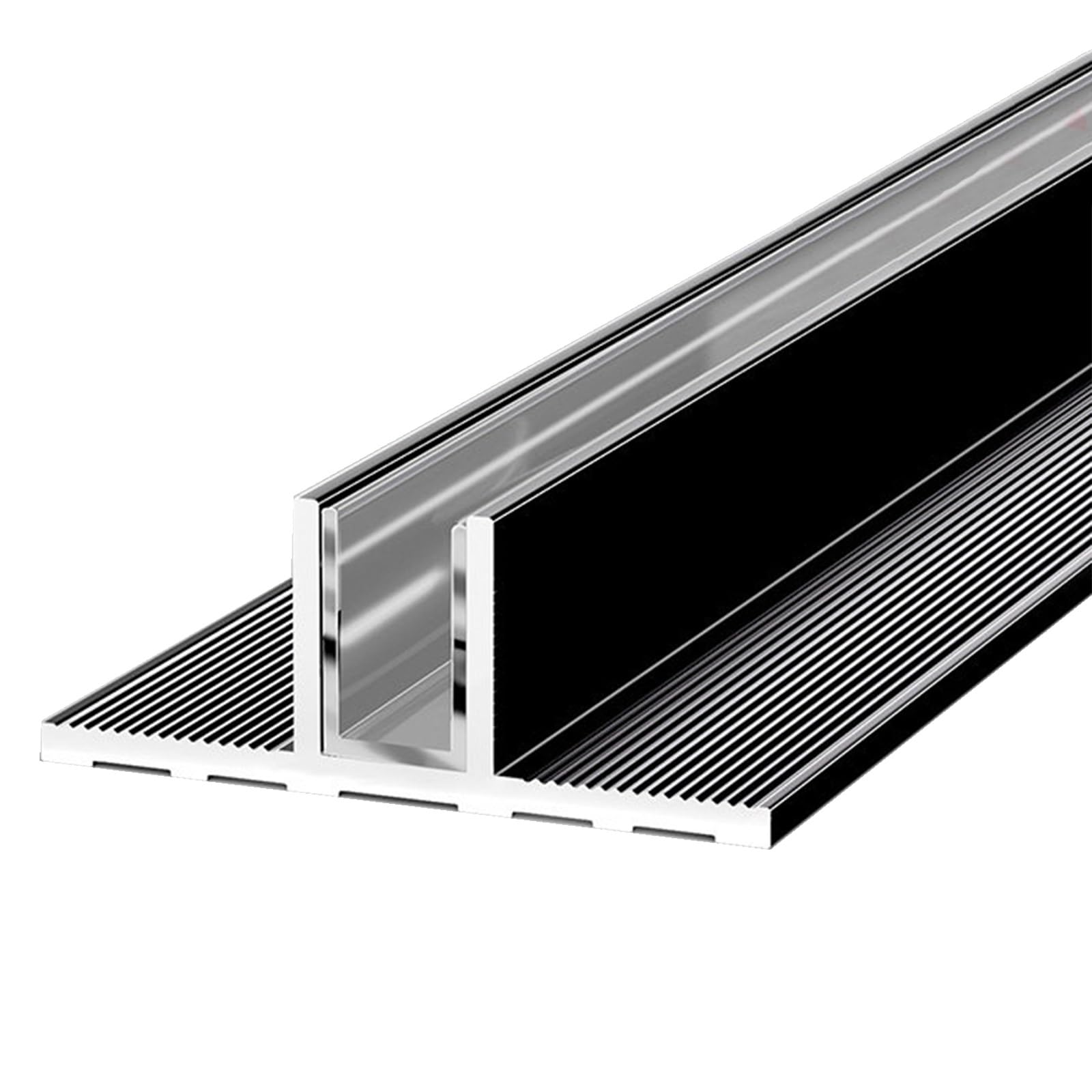 Fixed Shower Glass Panel U Channel Black, T-Shape Aluminum Channel with Gasket, Reinforced Aluminum Indoor Wall Floor Ceiling Mount Profile(10mm,L-190cm/74.8in)