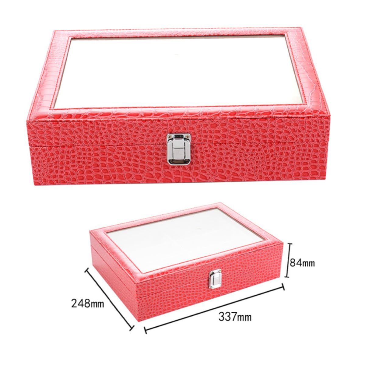 Brillen Aufbewahrungsbox mit 8 Fächern aus Pu und Mdf mit Glasdeckel