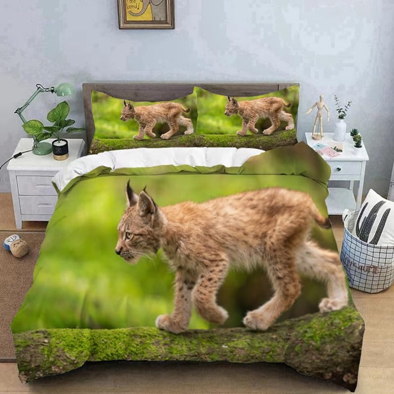 Funda nórdica lince verde microfibra 110g/㎡ para cama de 90 infantil