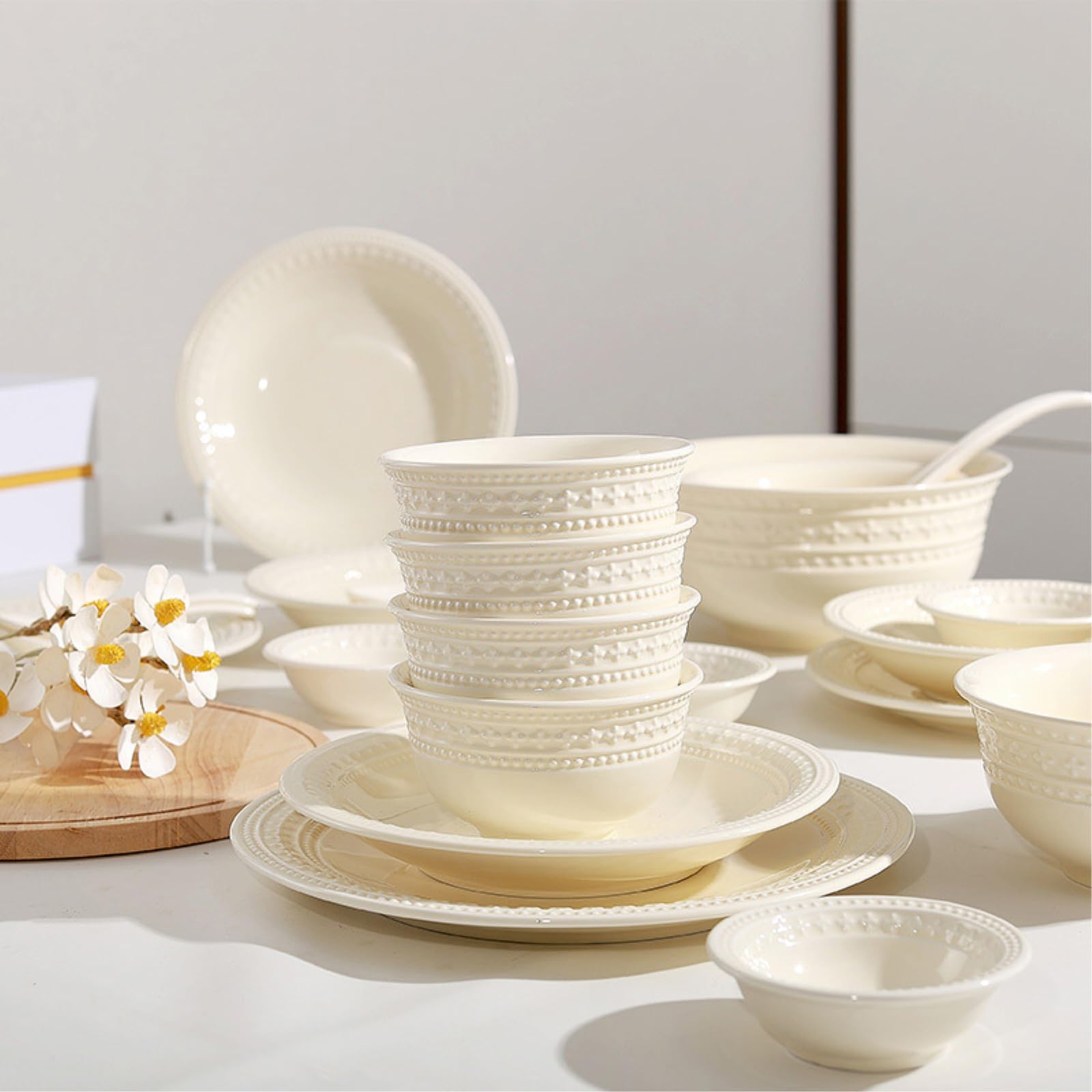 Ceramiczny kremowy wiatr podszkliwne kolorowe naczynia dom świeża i wykwintna osobowość - 30 cm talerz rybny