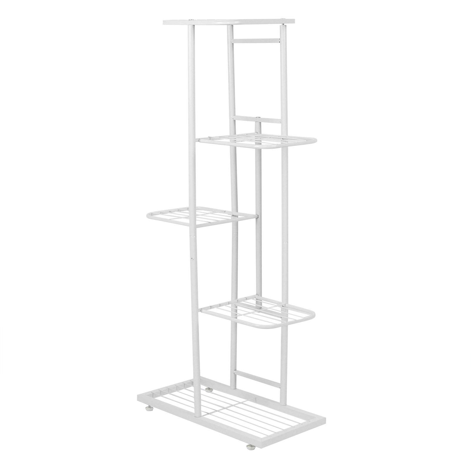 Wakects Scaffali Porta Piante Ripiano per Fiori, Scaffale Espositore per Fioriera Alto e Basso per Giardino Patio, Balcone, Soggiorno, Interno ed Esterno (5 Livelli 6 vasi)(Bianco)