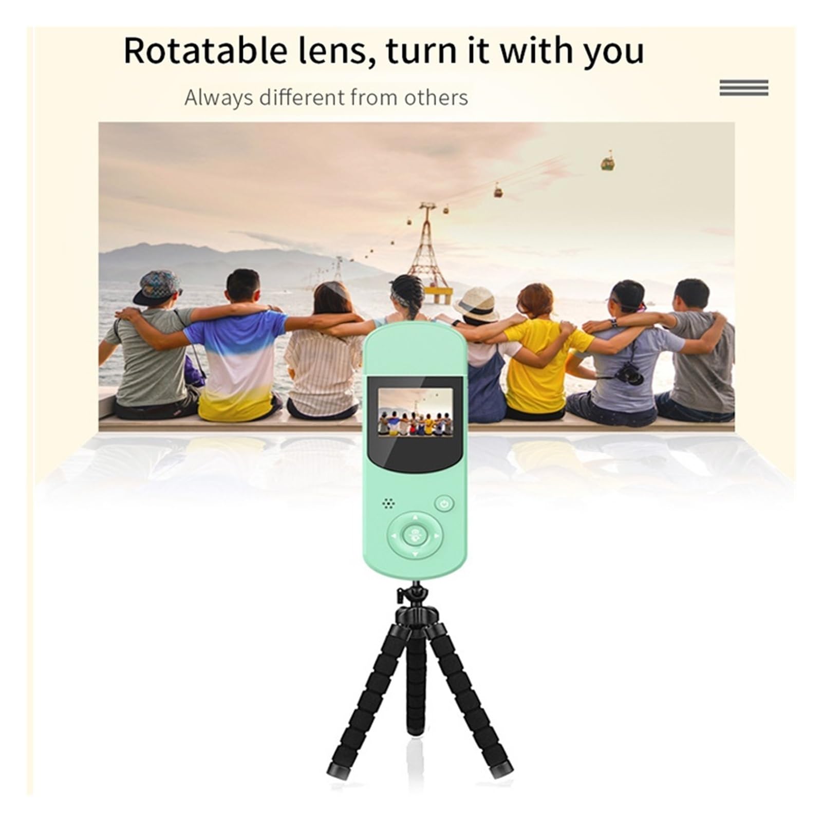 Macchina Fotografica d'azione Videocamera Portatile HD Camcoder Digitale Videocamera Posteriore Registratore di unità Visione Notturna Mini Videocamera Portatile Audio(One Cam,Orange)