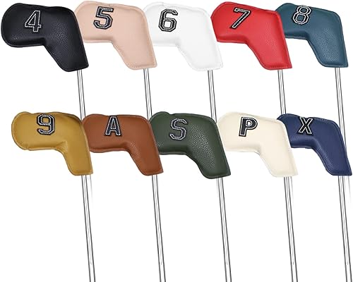 Miniatura 2 de Scott Edward Juego de fundas de hierro para golf, juego de fundas de cuero para cabeza de golf, cuello largo, protege claramente el club, etiqueta