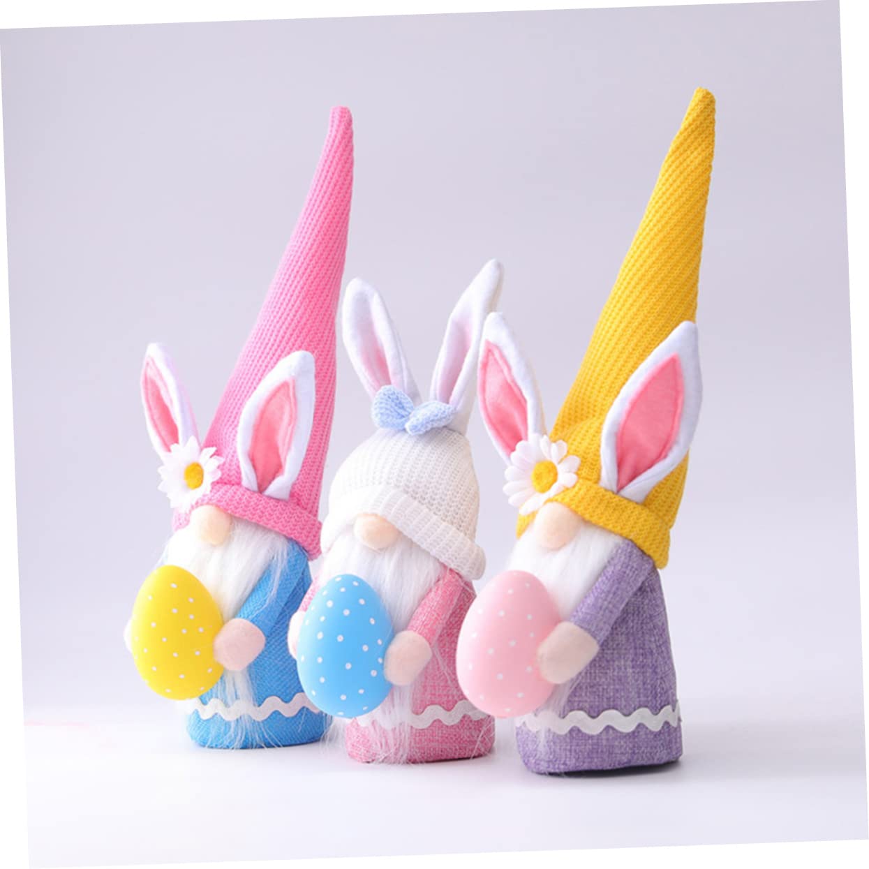 3pezzi Decorazioni Pasquali Coniglio Gnome Peluche Cappello e Cotone Pp per Decorazione Giardino e Patio, Delicate e Carine Bambole da Collezione