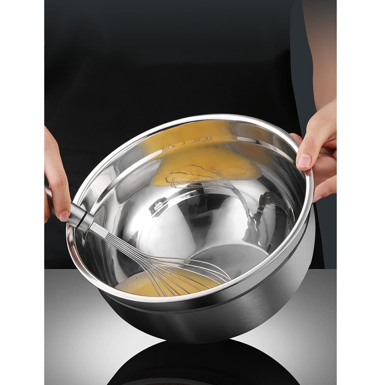 Juego de 4 tazones para mezclar, cesta para pan y frutero, ollas y tazones de acero inoxidable 304, almacenamiento apilable para ahorrar espacio, cocinar y hornear (18+20+22+24 cm) (18+20+22+24 cm)